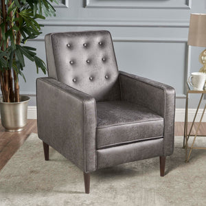 English Elm Christopher Knight Home® - Fabric Recliner Chair Mid-Century Modern Pushback Single Sofa with Tufted Cushion, Birch Legs, Cozy Comfort Slate 60741.00MF
