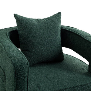 English Elm 29.13"w Boucle Swivel Accent Chair Open Back 360 Rotation Modern Lounge Seating Green W3188P417877