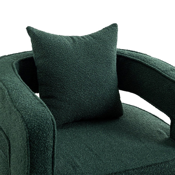 English Elm 29.13"w Boucle Swivel Accent Chair Open Back 360 Rotation Modern Lounge Seating Green W3188P417877