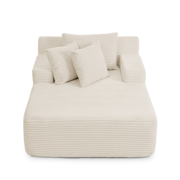English Elm Single Frameless Velvet Lounge Chair Plush High Density Foam Accent Seat for Living Room Beige W487P420019