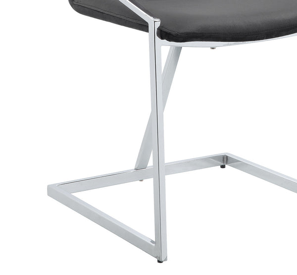 English Elm Zlatan Gray Velvet Side Chair Set of 2 — Plush 4" Foam Cushions, Openwork Back, Chrome Legs, 220lb Capacity B2726P343789