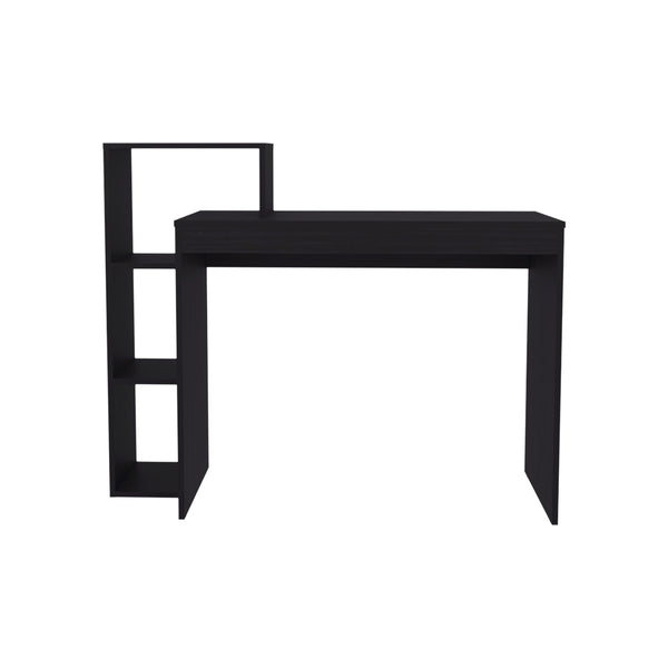 English Elm Foxburg Matte Black Writing Desk with Open Shelves for Home Office or Study B092P474485