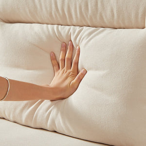 English Elm 82" Chesterfield Snowfleece Upholstered 3-seat Sofa Nailhead Trim Plush Living Room Beige W1359P386036
