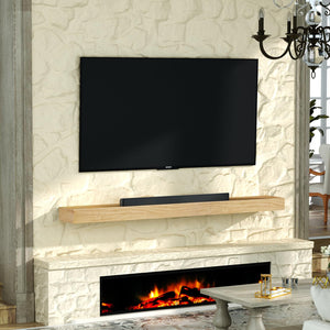 English Elm Fireplace Mantel, 60" Rustic Floating Shelf With Durable Resin Caps, Perfect For Home Decor & Display T3210P391497