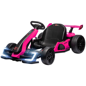 English Elm Aosom 24v Electric Go Kart Ride on Toy with Drifting Dual Motor and Adjustable Seat Pink W2225P229144