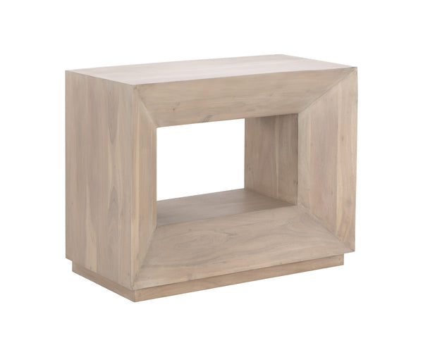 Sunpan Thales Nightstand - Modern Geometric Design in Solid Acacia Wood for Elegant Bedroom Décor Light Acacia