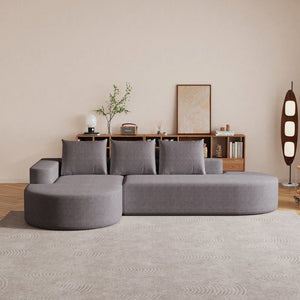 English Elm Modern Curved Sectional Sofa - Chenille Upholstered Modular Couch Set With 3 Pillows For Style & Comfort W834S00455