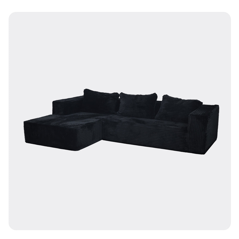 English Elm Cloud Plush Corduroy Sectional Sofa with L-Chaise, CertiPUR-US Foam, Stain-Resistant, No Assembly W3341P329068