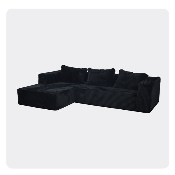 English Elm Cloud Plush Corduroy Sectional Sofa with L-Chaise, CertiPUR-US Foam, Stain-Resistant, No Assembly W3341P329068