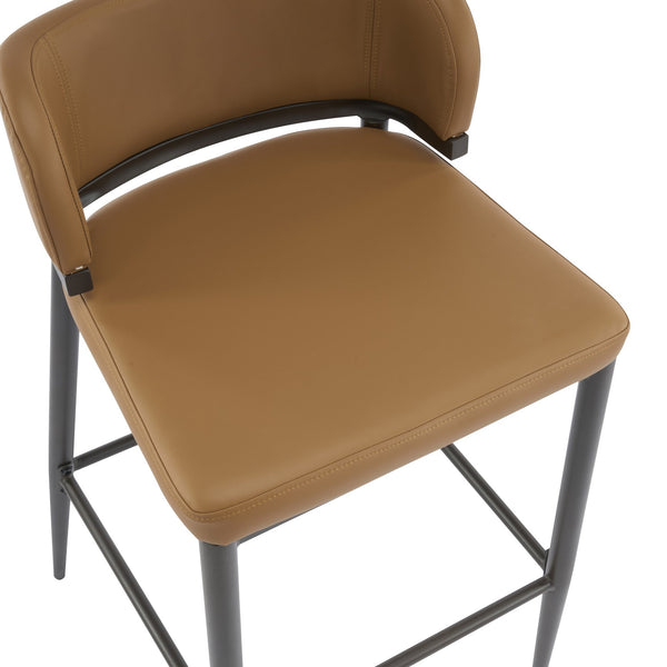 English Elm Christopher Knight Home® - Metal Industrial Leathaire Barstool Set of 2 with Comfortable Seat, Footrest, Non‑Slip Feet, Durable Frame Brown N771P247188W