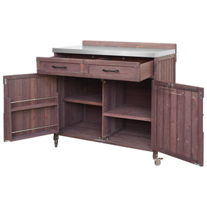 English Elm K&k Outdoor Modular Kitchen Island 2 Piece Fir Wood Stainless Steel Sink Station N707S000024Z