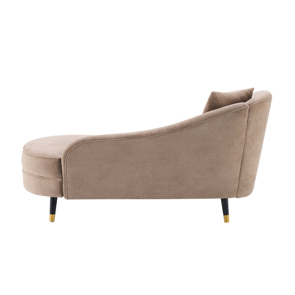 English Elm Bellaluxe Boucle Curved Chaise Lounge Upholstered Reading Chair for Bedroom or Office Camel N773P399982N
