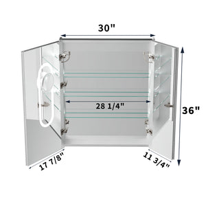 English Elm 30*36 Inch Led Medicine Cabinet with Anti-fog Gfci Outlet and Stepless Dimming Mirror W637P349415