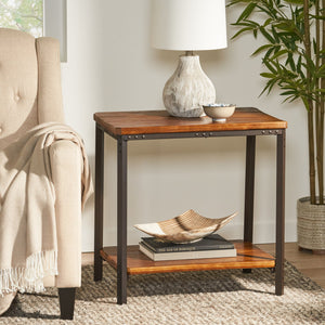 English Elm Christopher Knight Home® - End Table - Rustic Brown Design With Sturdy Iron Legs, Ideal For Living Room Or Kitchen Use! N771P271391W