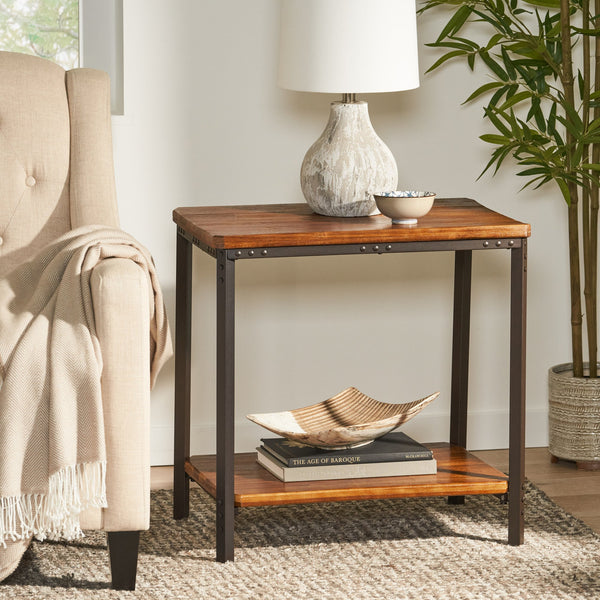 English Elm Christopher Knight Home® - End Table - Rustic Brown Design With Sturdy Iron Legs, Ideal For Living Room Or Kitchen Use! N771P271391W