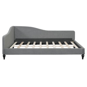 English Elm Full Size L-shaped Linen Upholstered Daybed with Solid Wood Legs for Corner Lounging Gray SF100146AAE-1