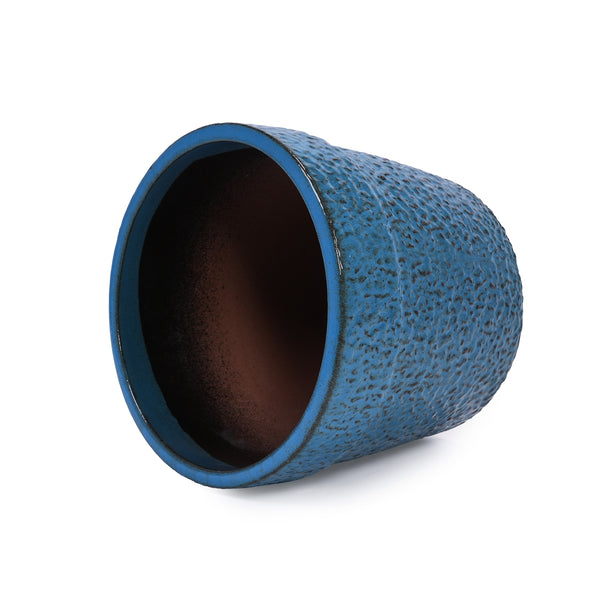 English Elm 3 Pieces Ceramic Flowerpot Set - Handcrafted Antique Blue Planters For Indoor & Outdoor Decor W3273P321470