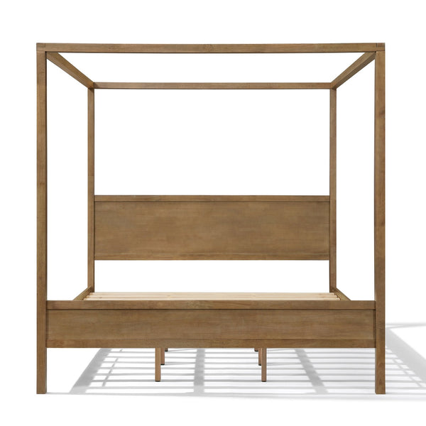 English Elm King Four Post Canopy Bed Solid Rubberwood Antique Oak Finish Farmhouse Bedroom N758K083839N
