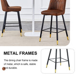 English Elm Brown Suede Skin Velvet Bar Stool - Black Metal Legs With Gold Spray Decoration.Set Of 2 Chairs.Brown,Bar Stool,Black Spray,