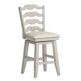 Homelegance By Top-Line Juliette French Ladder Back Counter Height Swivel Stool White Rubberwood