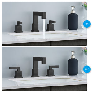 English Elm Matte Black Widespread Bathroom Faucet - Elegant Waterfall Design, 2-Handle, Durable & Modern Style T3177P277508