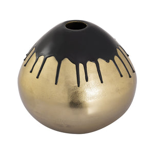 Atlas Abbott Decorative Metal Vases - Set of 2 with Black Enamel Drip & Brass Finish for Modern Decor AC11002-01S