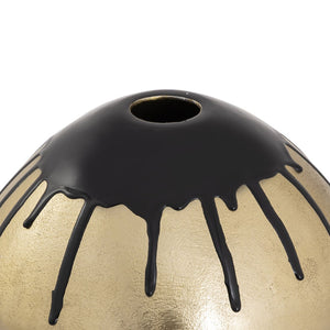 Atlas Abbott Decorative Metal Vases - Set of 2 with Black Enamel Drip & Brass Finish for Modern Decor AC11002-01S