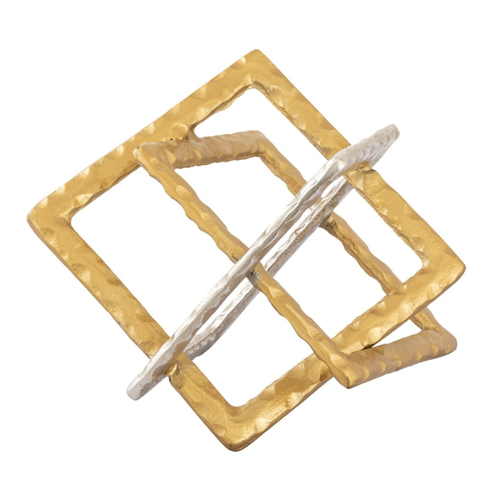 Atlas Abstract Interlocking Sculpture - Elegant Brass and Nickel Centerpiece for Modern Home Décor AC11004-01