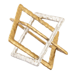 Atlas Abstract Interlocking Sculpture - Elegant Brass and Nickel Centerpiece for Modern Home Décor AC11004-01