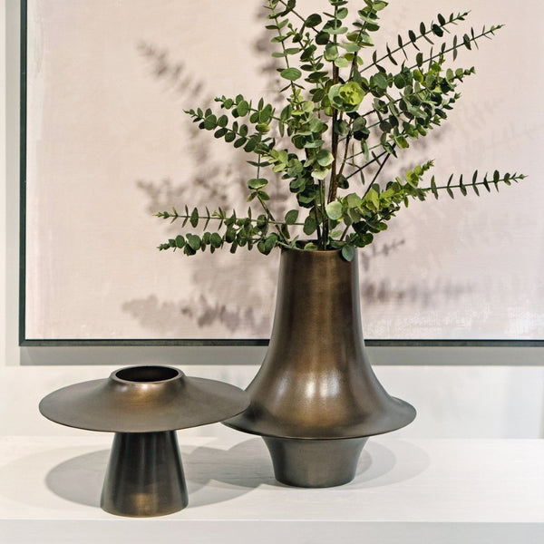 Atlas Addis Vase - Midcentury Italian Inspired Decor with Bronzed Metal Finish and Sculptural Elegance Large AC11008-01