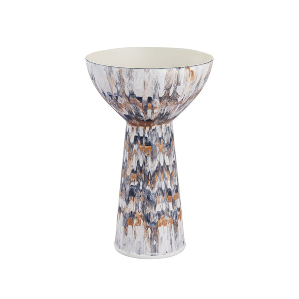Atlas Adler Pedestal Bowl - Sculptural Metal Vessel with Hand-Applied Glaze for Modern Home Décor Small Amber AC11013-01