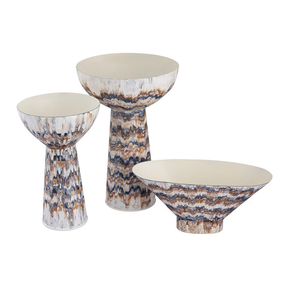 Atlas Adler Pedestal Bowl - Sculptural Metal Vessel with Hand-Applied Glaze for Modern Home Décor Small Amber AC11013-01