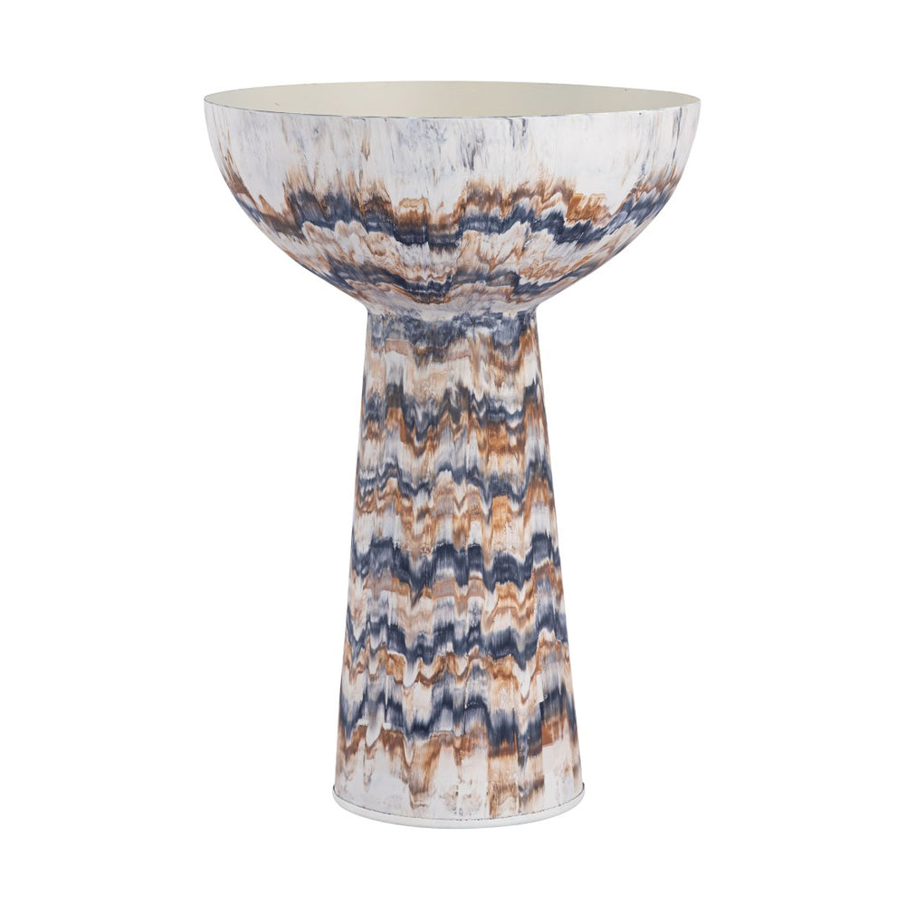 Atlas Adler Pedestal Bowl - Sculptural Metal Vessel with Hand-Applied Glaze for Modern Home Décor Large Amber AC11013-02