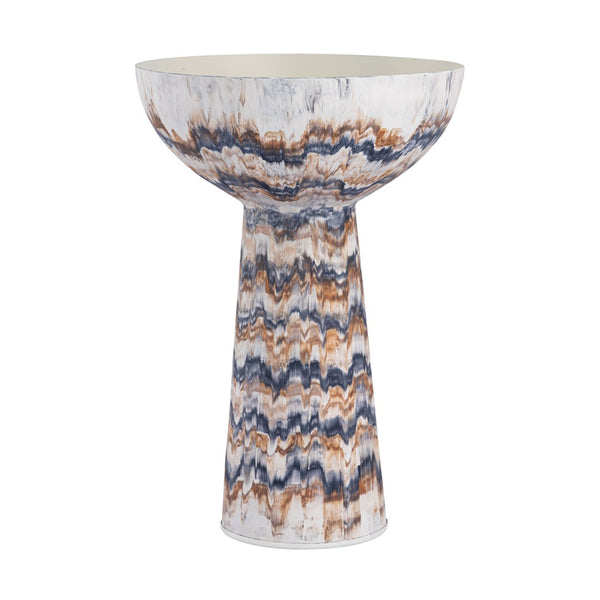 Atlas Adler Pedestal Bowl - Sculptural Metal Vessel with Hand-Applied Glaze for Modern Home Décor Large Amber AC11013-02