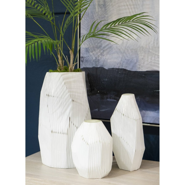 Atlas Aggie Vase - Sculptural Frosted Glass Centerpiece for Scandinavian & Coastal Home Décor Styles AC11014-01