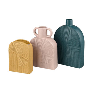 Atlas Agna Vase – Sculptural Earthenware with Midcentury Charm and Playful Light Pink Finish for Decor Small AC11016-01