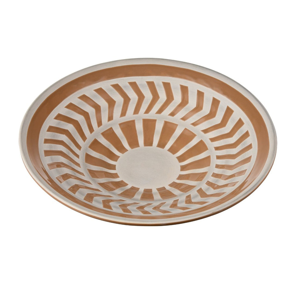 Atlas Aidy Bowl Set of 2 - Elegant Glazed Terracotta with Geometric White Interior for Stylish Serving AC11017-01S