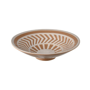 Atlas Aidy Bowl Set of 2 - Elegant Glazed Terracotta with Geometric White Interior for Stylish Serving AC11017-01S
