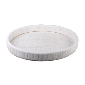 Atlas Akio Tray - Handcrafted Round Serving Tray for Stylish Entertaining and Home Décor Organization White AC11019-01