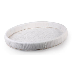 Atlas Akio Tray - Handcrafted Round Serving Tray for Stylish Entertaining and Home Décor Organization White AC11019-01