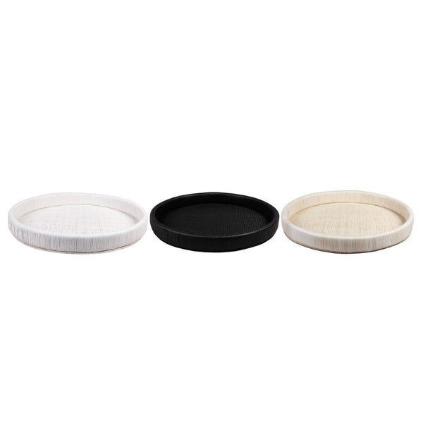 Atlas Akio Tray - Handcrafted Round Serving Tray for Stylish Entertaining and Home Décor Organization White AC11019-01