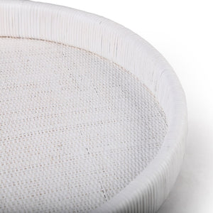 Atlas Akio Tray - Handcrafted Round Serving Tray for Stylish Entertaining and Home Décor Organization White AC11019-01