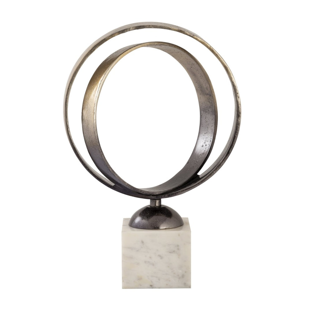 Atlas Alena Sculpture - Modern Decorative Accessory with Interlocking Rings & Marble Base for Any Room AC11022-01