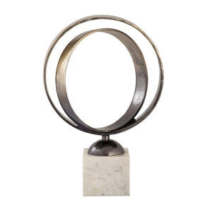 Atlas Alena Sculpture - Modern Decorative Accessory with Interlocking Rings & Marble Base for Any Room AC11022-01