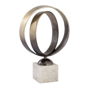 Atlas Alena Sculpture - Modern Decorative Accessory with Interlocking Rings & Marble Base for Any Room AC11022-01
