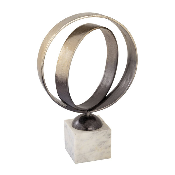 Atlas Alena Sculpture - Modern Decorative Accessory with Interlocking Rings & Marble Base for Any Room AC11022-01