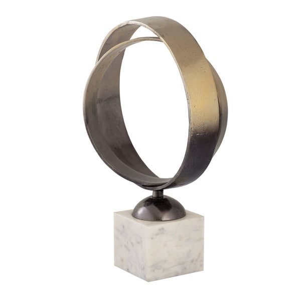 Atlas Alena Sculpture - Modern Decorative Accessory with Interlocking Rings & Marble Base for Any Room AC11022-01