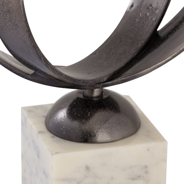 Atlas Alena Sculpture - Modern Decorative Accessory with Interlocking Rings & Marble Base for Any Room AC11022-01