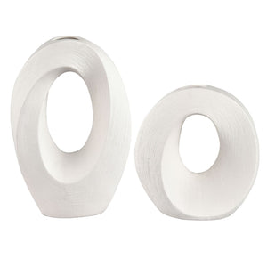 Atlas Allora Sculptural Vase Set of 2 - Modern Minimalist Earthenware for Stylish Home Décor & Arrangements AC11025-01S