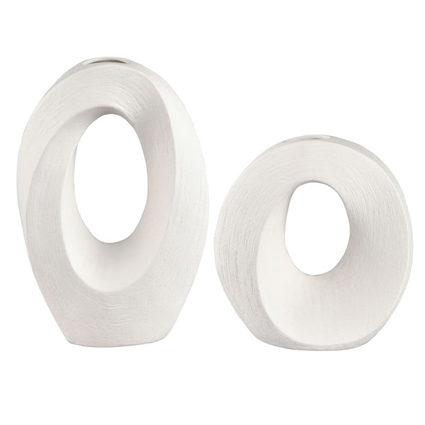Atlas Allora Sculptural Vase Set of 2 - Modern Minimalist Earthenware for Stylish Home Décor & Arrangements AC11025-01S